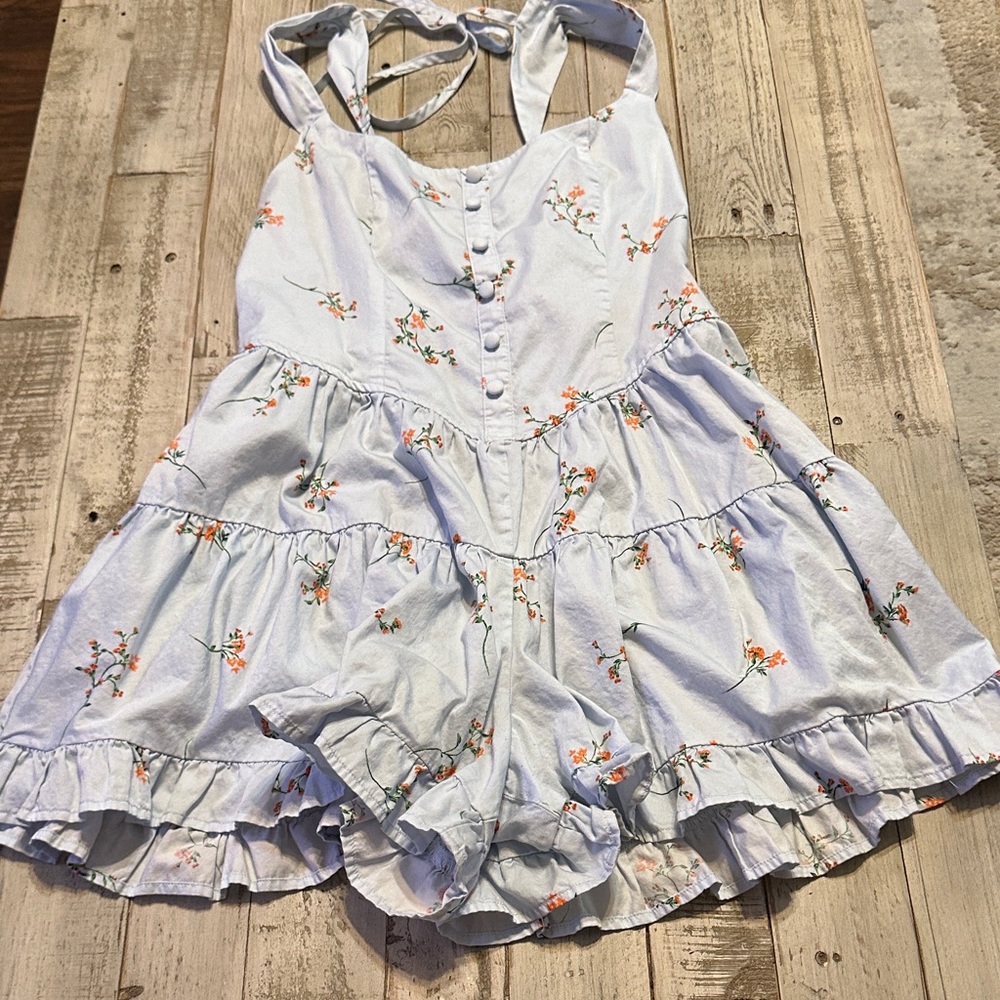 Wild Fable Light Blue Floral Jumpsuit